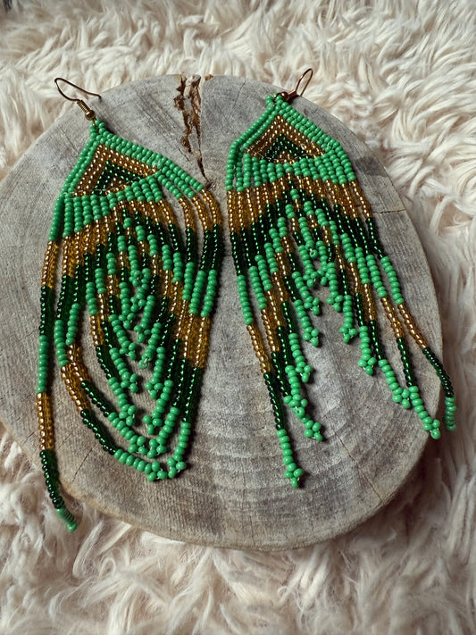 Handmade "Cafe y Verde" Colombian Earrings