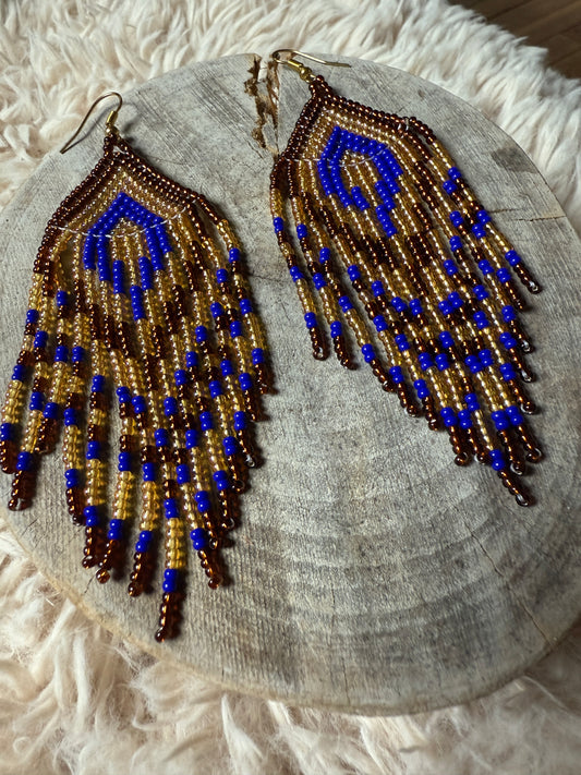 Handmade "Cafe y Azul" Colombian Earrings