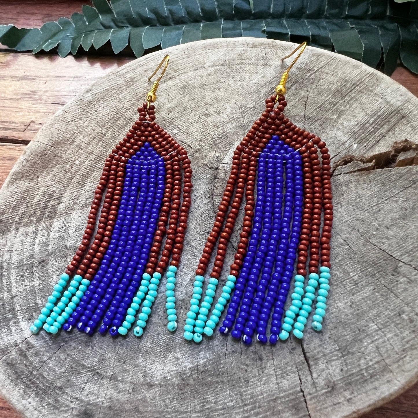 Handmade "Cafe & Cobalt" Colombian Earrings