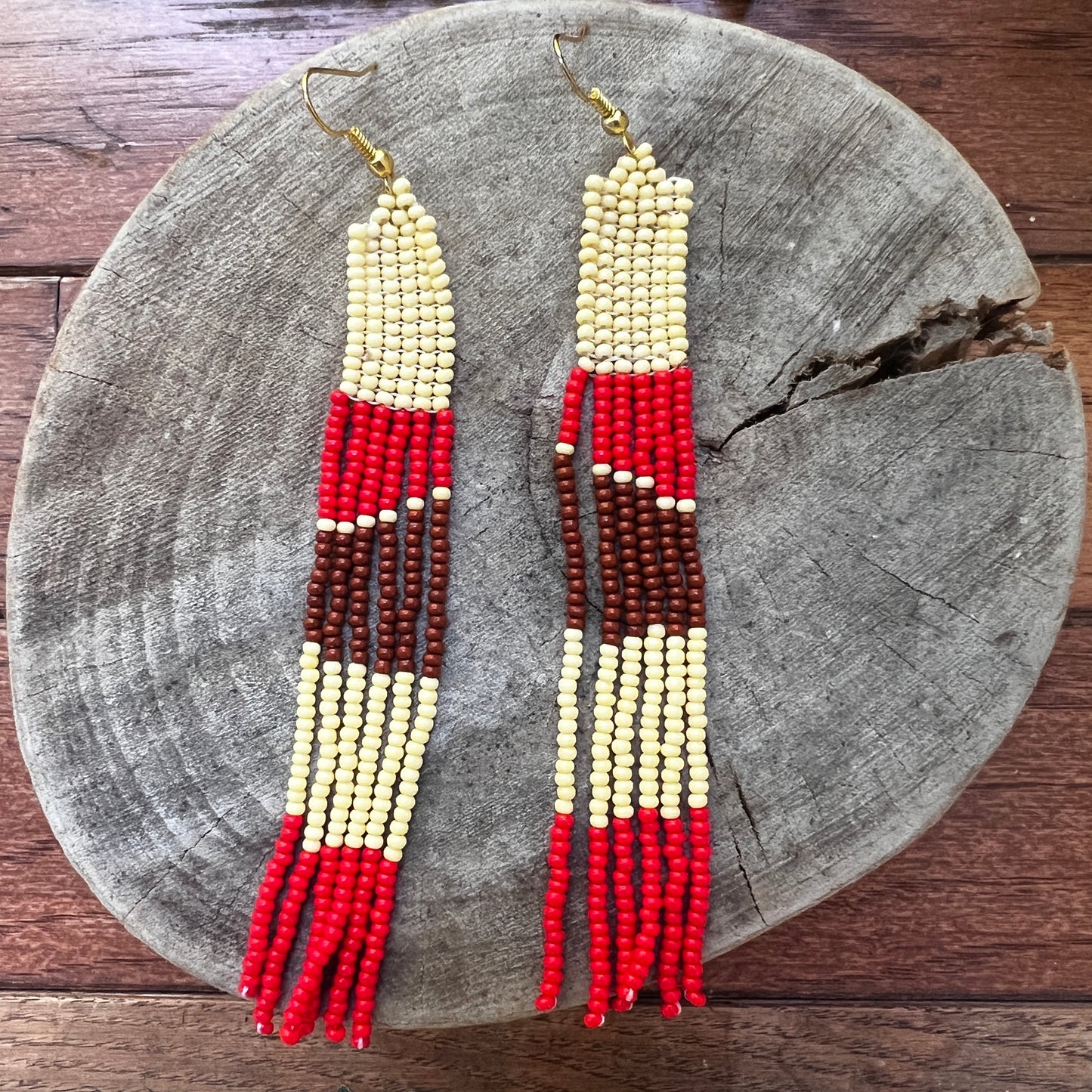 Handmade "Cafe & Salmon" Colombian Earrings