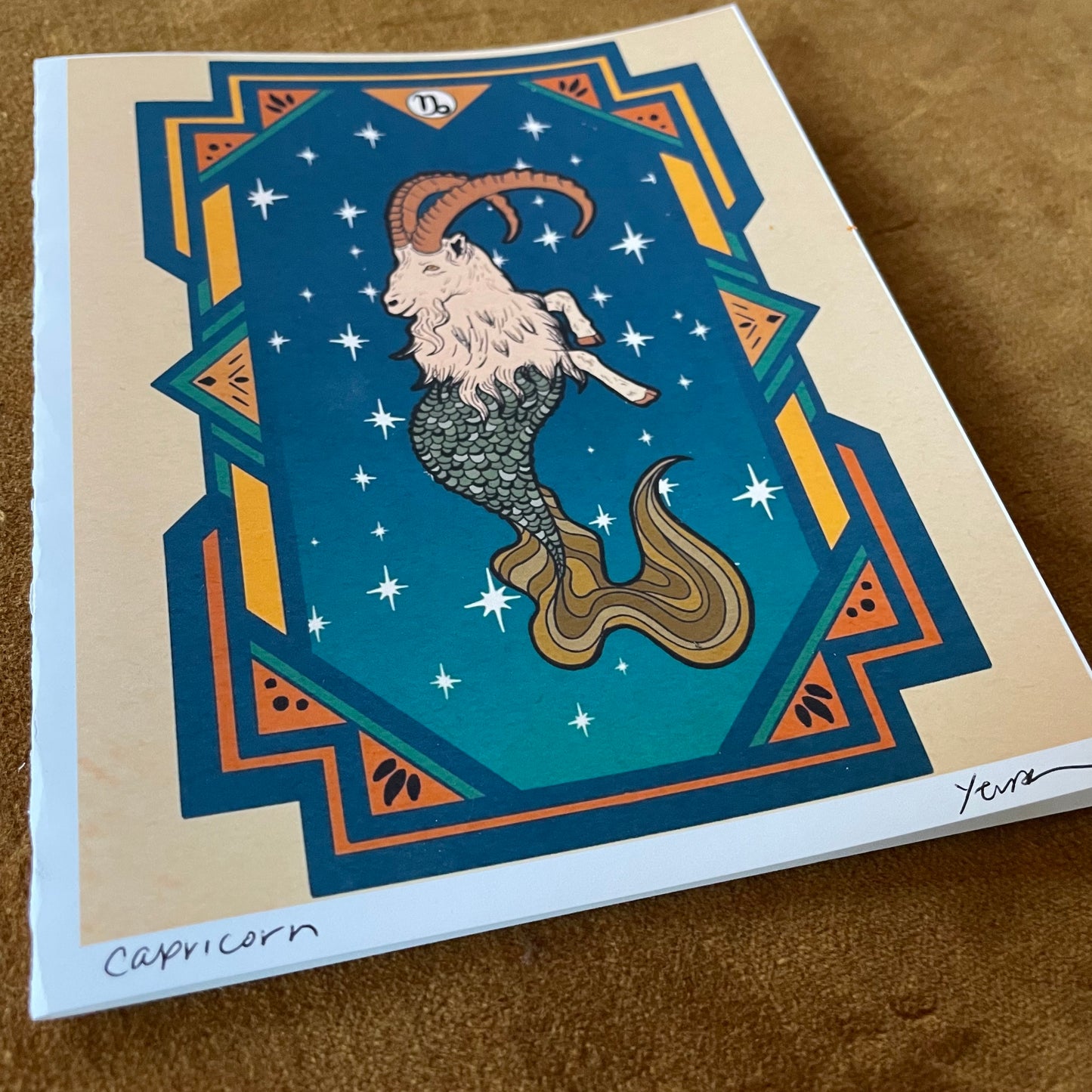 "Capricorn" Greeting Card Folded Incorrectly, no envelope