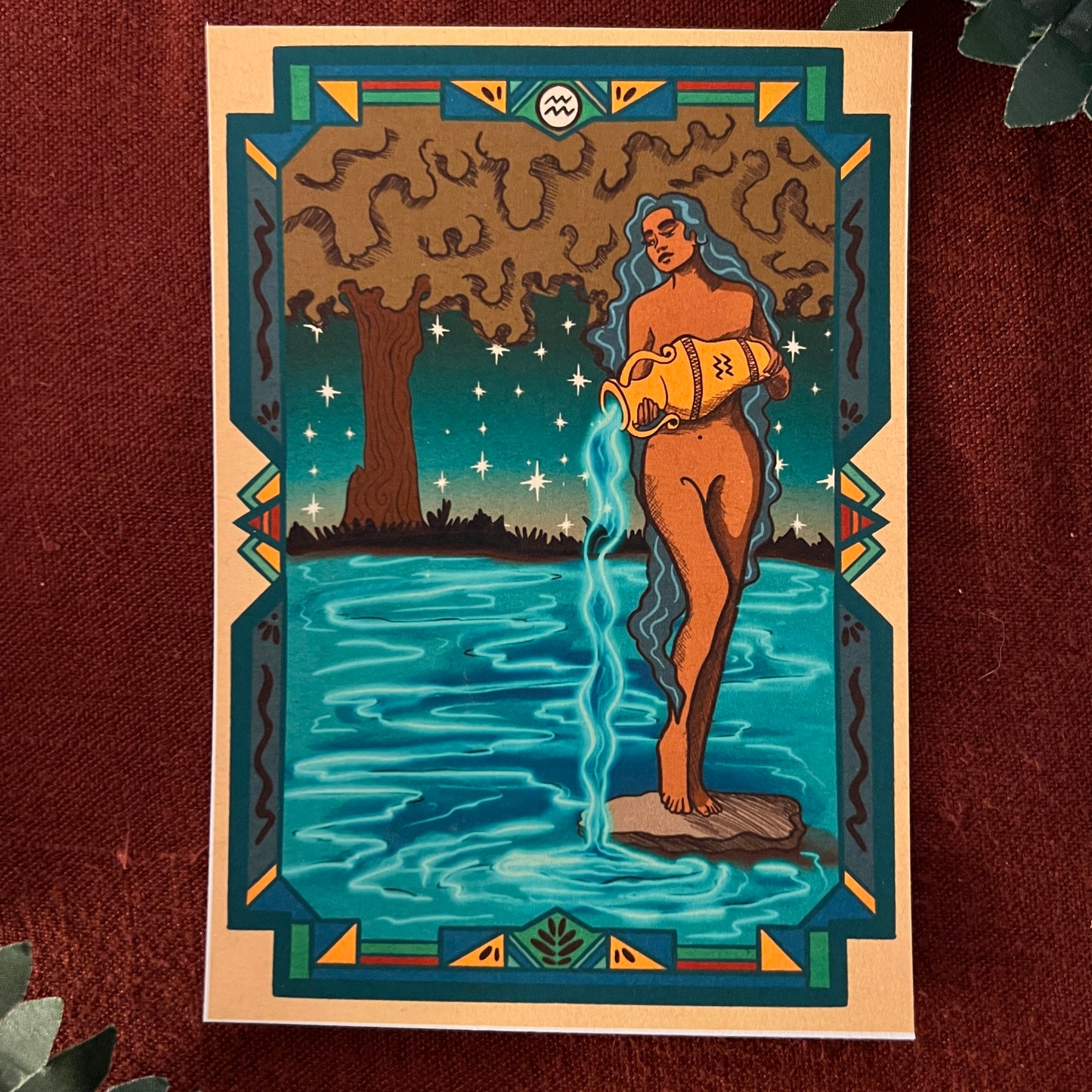 Borderless "Aquarius" Matte Horoscope 5x7 Art Print