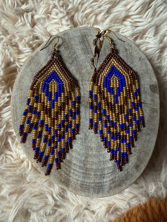 Handmade "Cafe y Azul" Colombian Earrings