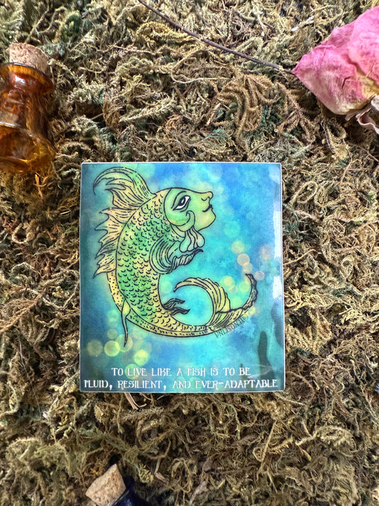 "To Live Like A Fish" Sticker