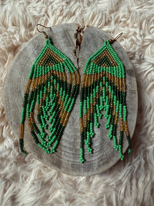 Handmade "Cafe y Verde" Colombian Earrings
