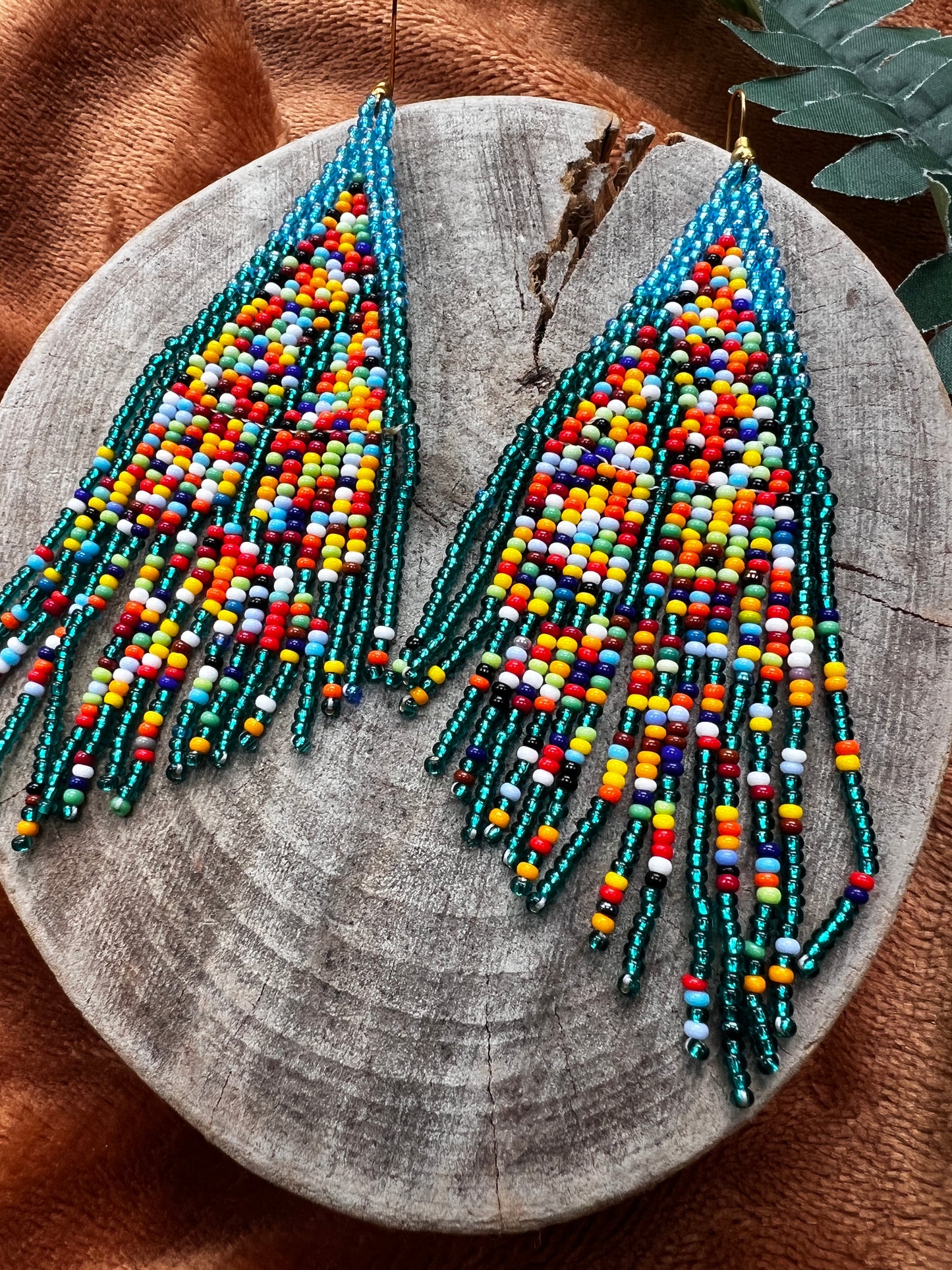 Handmade "Rainbow Teal" Colombian Earrings