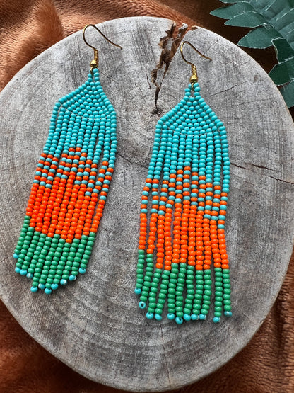 Handmade "Green & Naranja" Colombian Earrings