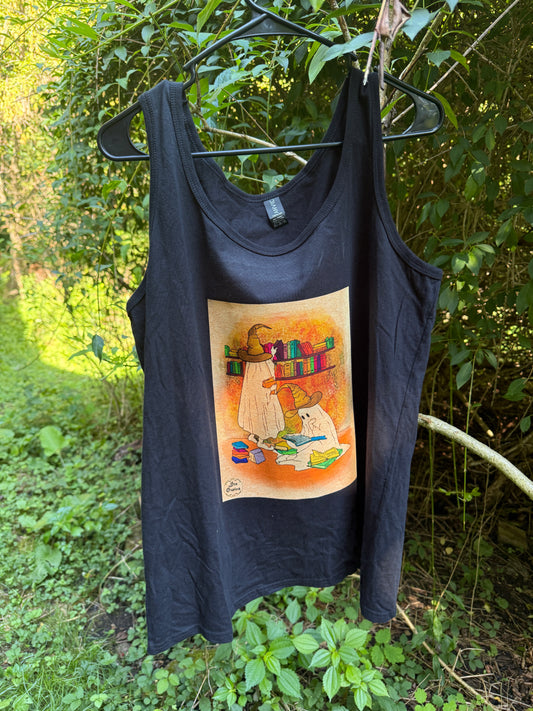 "Fantasmas Y Libros" XL W  Black Tank Top