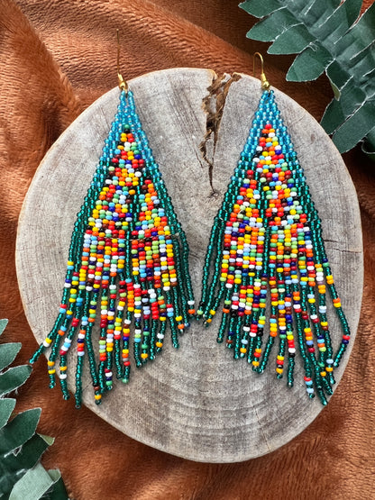 Handmade "Rainbow Teal" Colombian Earrings