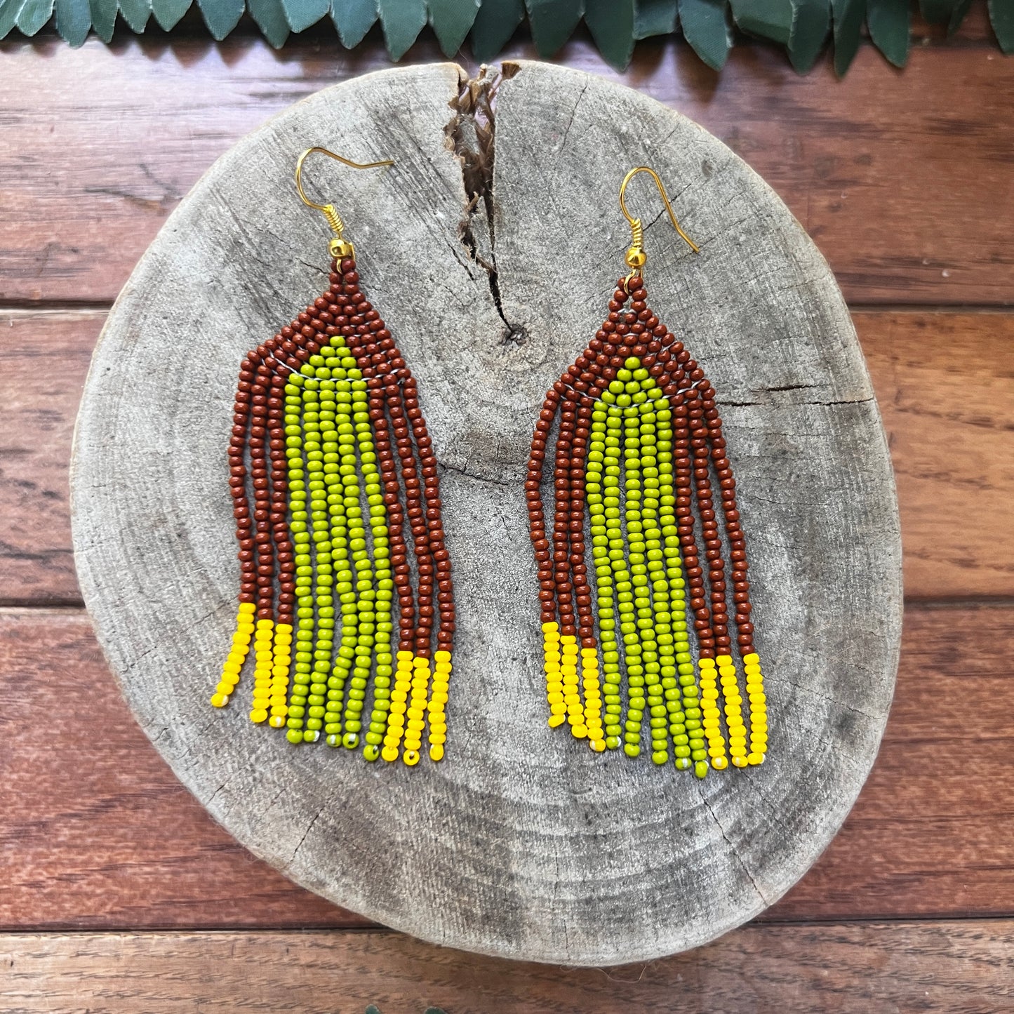 Handmade "Green Cafe" Colombian Earrings