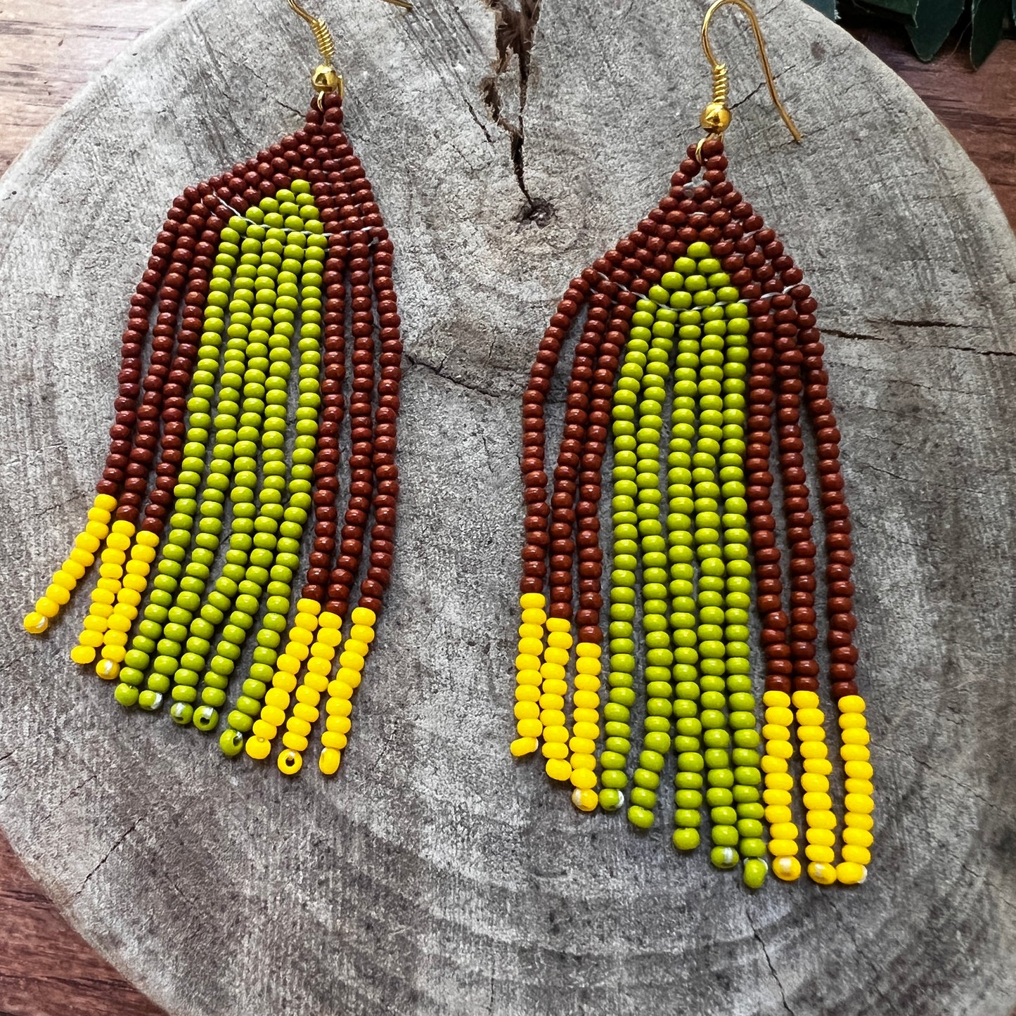 Handmade "Green Cafe" Colombian Earrings