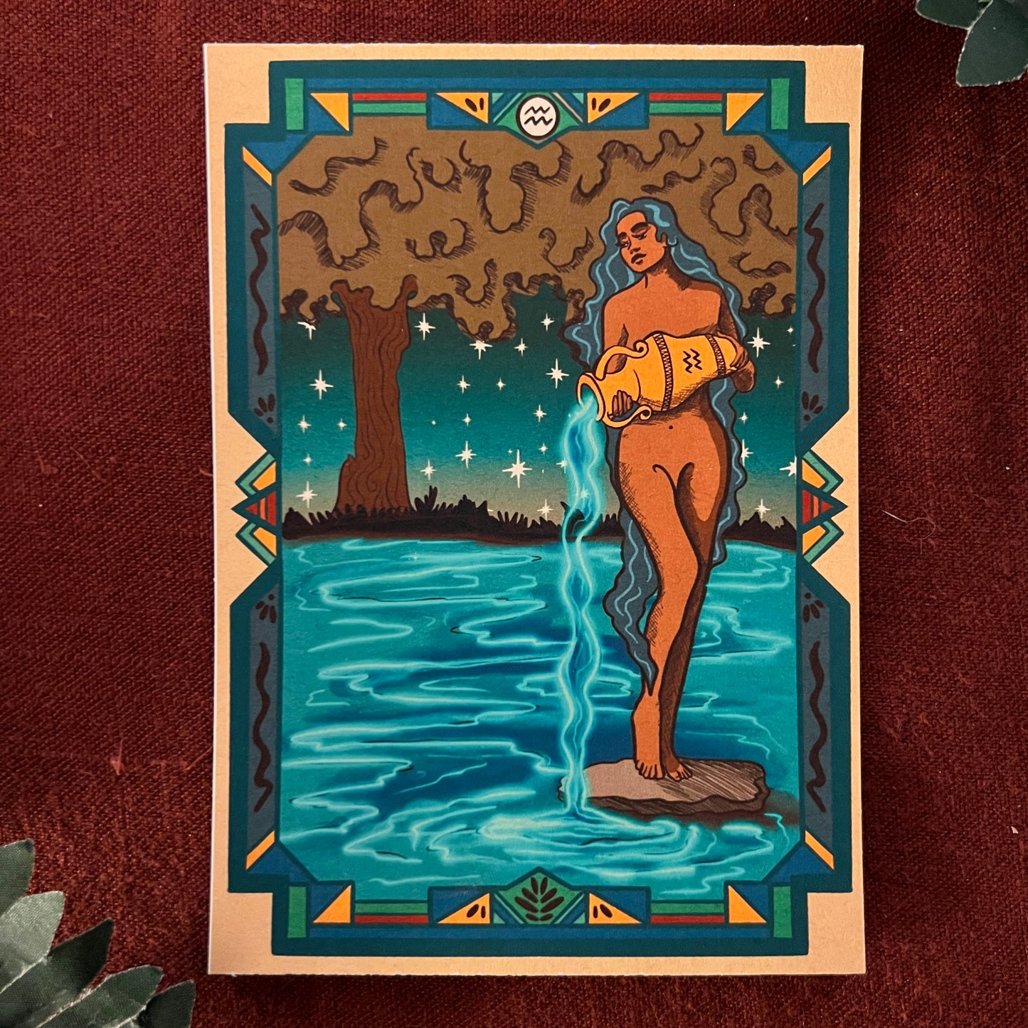 Borderless "Aquarius" Velvet Horoscope 5x7 Art Print